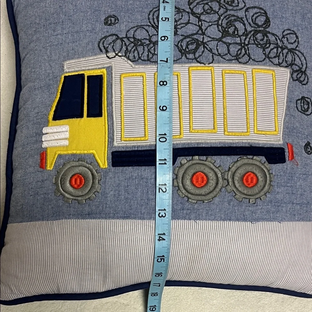 Pottery Barn Dump Truck Embroidered Pillow